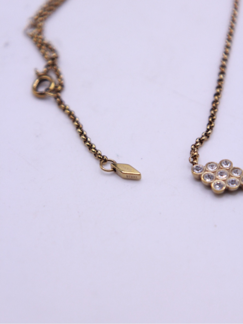 Fossil Gold-Tone Necklace with Clear Crystal Cluster - Picture 3 of 6